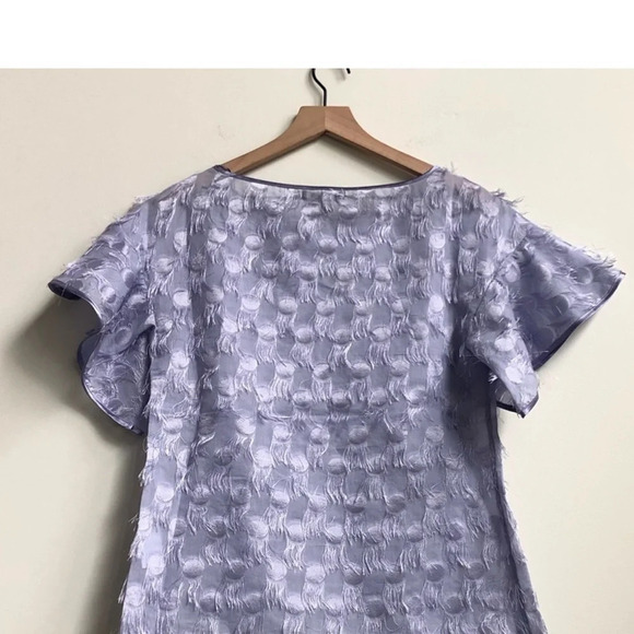 New Banana Republic Lilac lavender Polka-Dot Fringe Flutter short sleeve top - Picture 8 of 14